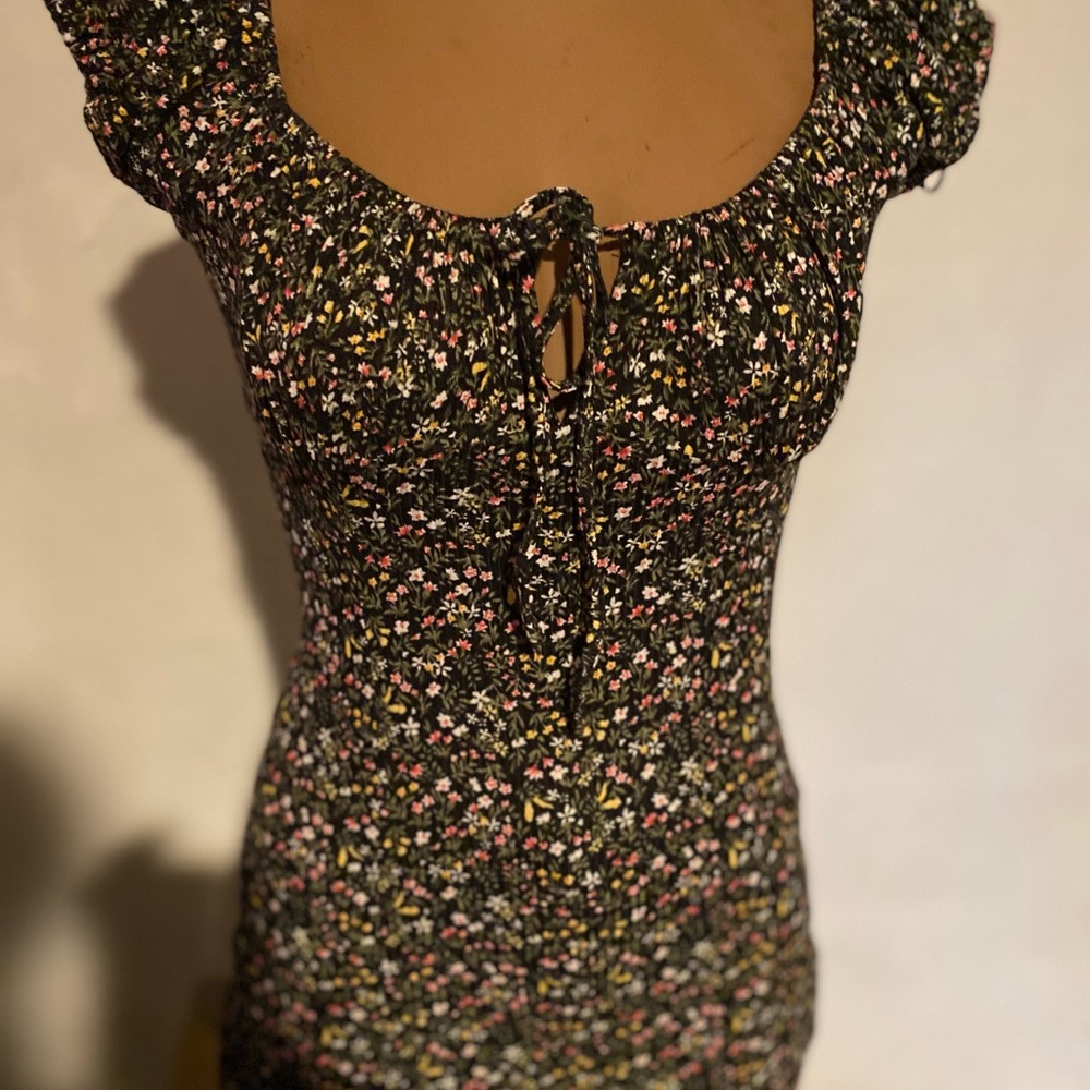 Floral Print Dress with Tie Front